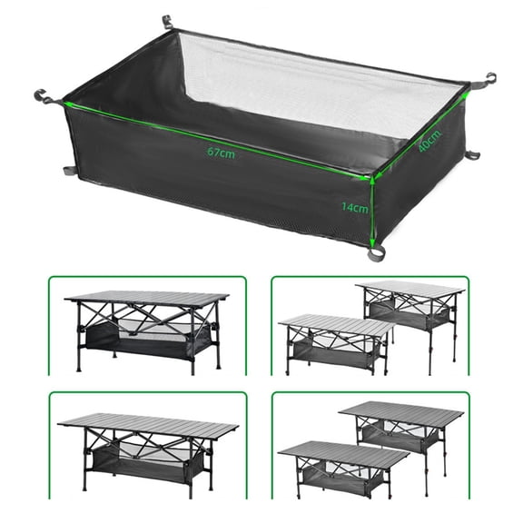 Ceise Foldable Camping Tables with Under Table Storage Bag, Black