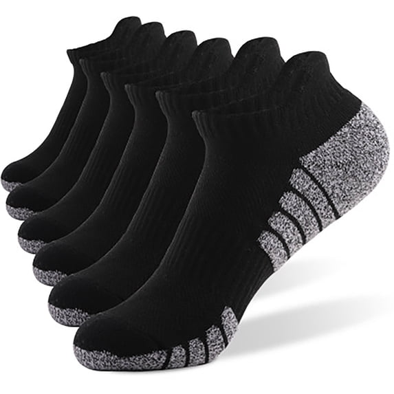 Ceisia 6 Pairs Unisex Low Cut Athletic Socks Terry Sole Breathable Cotton Walking Running Sport Ankle Socks (Black XL) Father's Day Gift