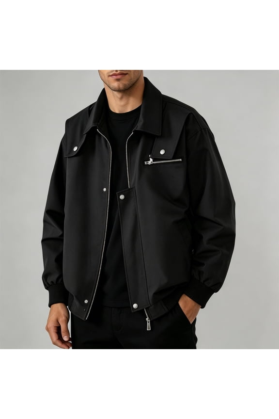 American Vintage Cargo Flight Jacket Multi Zip Pocket Functional Casual Windproof Outerwear For Men Black S Gift