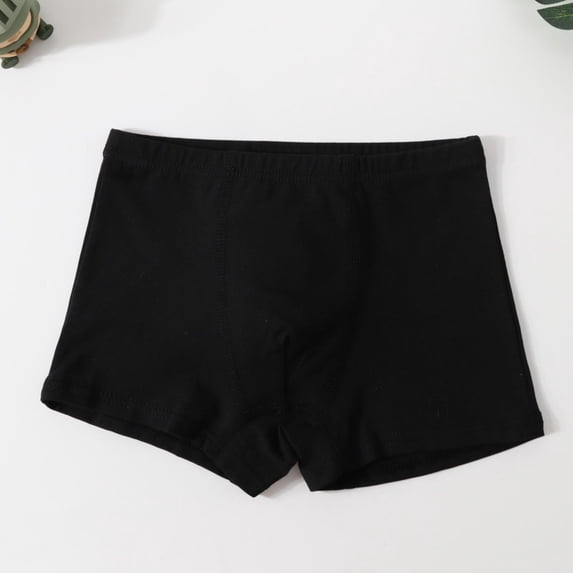 Ceisia Boys' Cotton Solid Color Boxer Briefs, Comfortable Breathable Underwear for Kids Black 3-5 Years Gifts