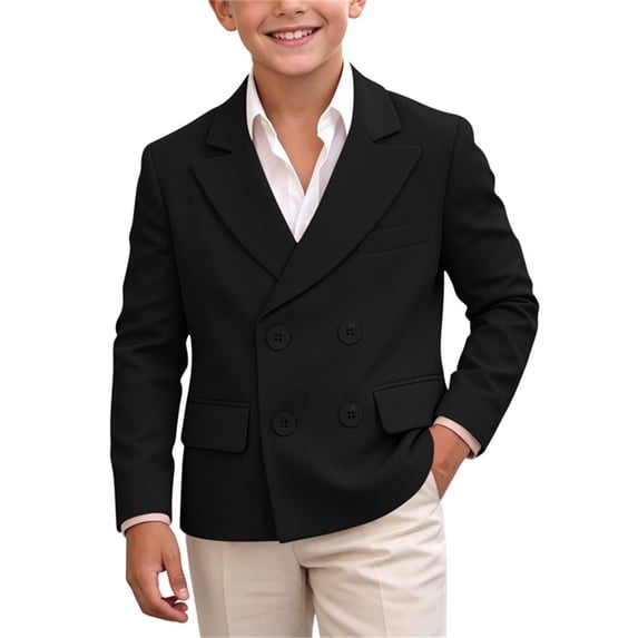 Ceisia Boys Stand Collar Solid Suit Blazer Slim Formal Dress Jacket For 1-14Y Kids Wedding Page Boy Graduation Performance Outerwear Black 13 Years/14 Years Gift