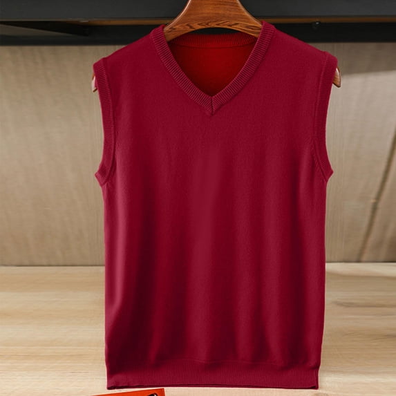 Ceisia Breathable Anti-Pilling Men's Slim Fit V-Neck Solid Color Knit Vest Gift