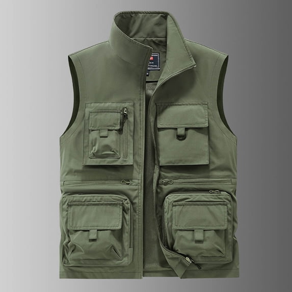 Ceisia Breathable Lightweight Men's Loose Fit Stand-Collar Multi-Pocket Utility Vest Gift