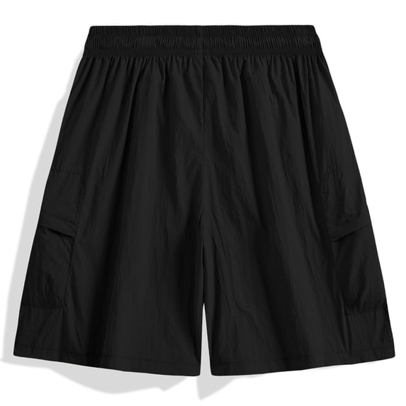 Ceisia Elastic Drawstring Waist Quick Dry Breathable Casual Cargo Shorts With Side Pockets For Men Summer Black XXXXL Gift