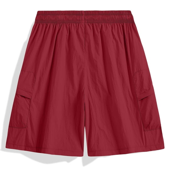 Ceisia Elastic Drawstring Waist Quick Dry Breathable Casual Cargo Shorts With Side Pockets For Men Summer Red XXXL Gift