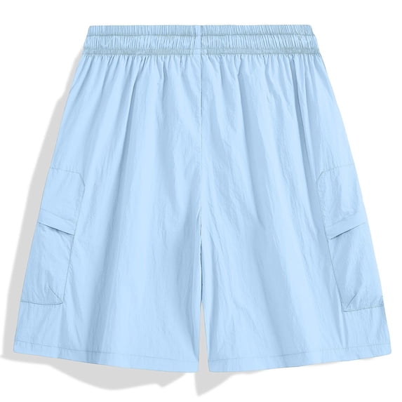 Ceisia Elastic Drawstring Waist Quick Dry Breathable Casual Cargo Shorts With Side Pockets For Men Summer Sky Blue XXXXXL Gift