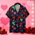 thumbnail image 1 of Ceisia Unisex Valentine's Day Shirt for Men Short-Sleeve Heart Print Couple & Lovers' Gifts Turn-Down Collar Relaxed Summer Casual Multiple Styles Available, 1 of 5