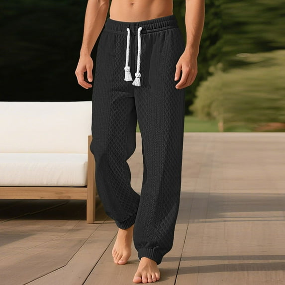 Ceisia Gift Men's Spring/Summer Sports Pants - Solid-Color Breathable Running Drawstring Zipper Pocket Elastic Ankle Pants