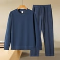 thumbnail image 1 of Ceisia Gift Men's Warm Soft Casual Long Sleeve Round Neck Lounge Homewear Two Piece Outfit Set, 1 of 9