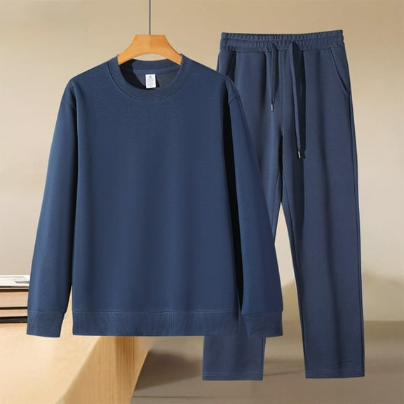 Ceisia Gift Men's Warm Soft Casual Long Sleeve Round Neck Lounge Homewear Two Piece Outfit Set