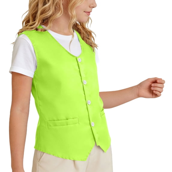 Ceisia Kids' Button-Front V-Neck Uniform Vest Multi-Color Pack Green 5-6Years Gifts for Father
