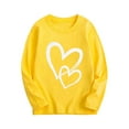 thumbnail image 1 of Ceisia Kids' Double Heart Print Long Sleeve Crew Neck T-Shirt for Valentine's Day & Casual Wear Yellow 7 Years Gifts, 1 of 3