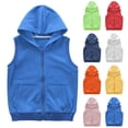 thumbnail image 1 of Ceisia Kids Hooded Sleeveless Zip Up Vest With Pockets Pure Cotton Hoodie Waistcoat 3‑12 Years Blue 3 Years Gift, 1 of 8