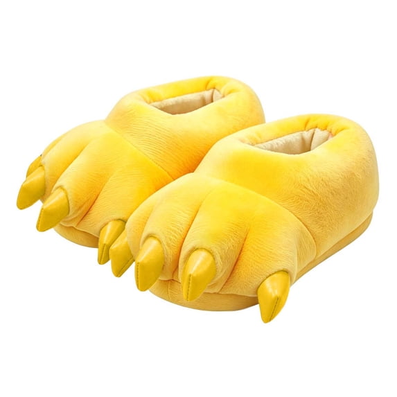 Ceisia Kids Plush Claw Slippers Warm Soft Sole Home Indoor Fuzzy House Slippers Yellow Free Size Gift