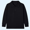 thumbnail image 1 of Ceisia Kids' Solid Color Long Sleeve Polo Shirt for Back-to-School & Casual Wear Black 7 Years Gifts, 1 of 3