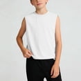 thumbnail image 1 of Ceisia Kids Solid Color Round Neck Sleeveless Top Casual Breathable Soft Summer Vest Outdoor Youth White 3-4 Years Gifts for Father, 1 of 6