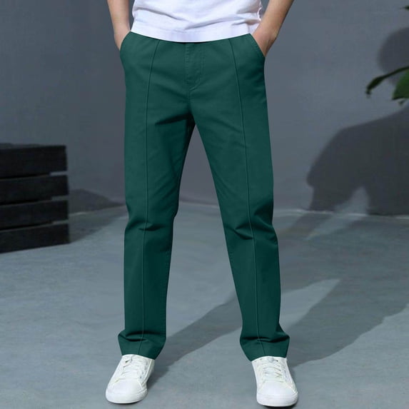 Ceisia Kids' Straight Leg Casual Pants with Seam Details Assorted Colors for Casual Wear Green 5-6 Years Gifts for Father