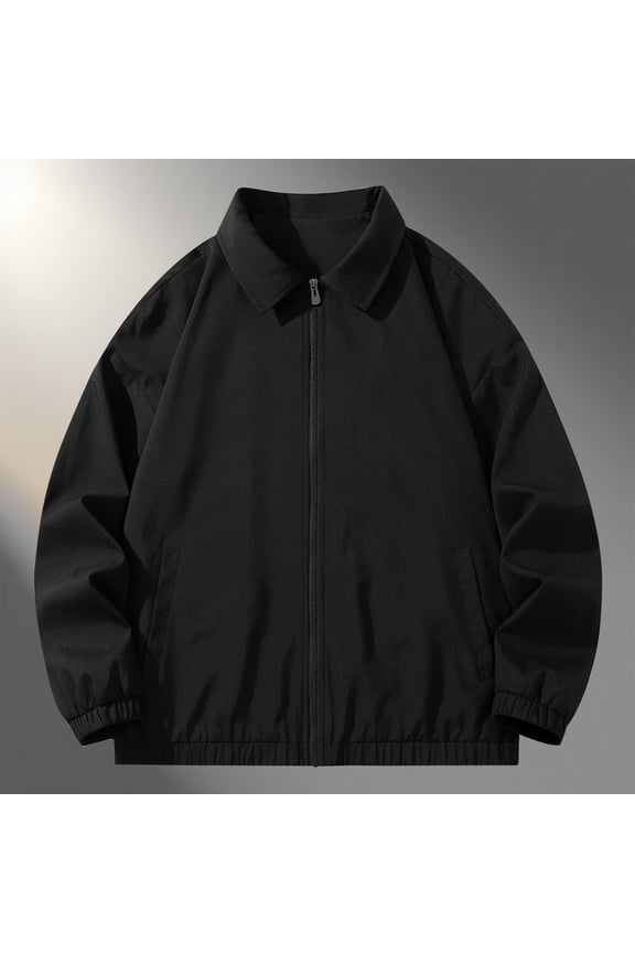 Lightweight Breathable Men's Loose Fit Turn-Down Collar Zip-Up Coach Jacket Gift
