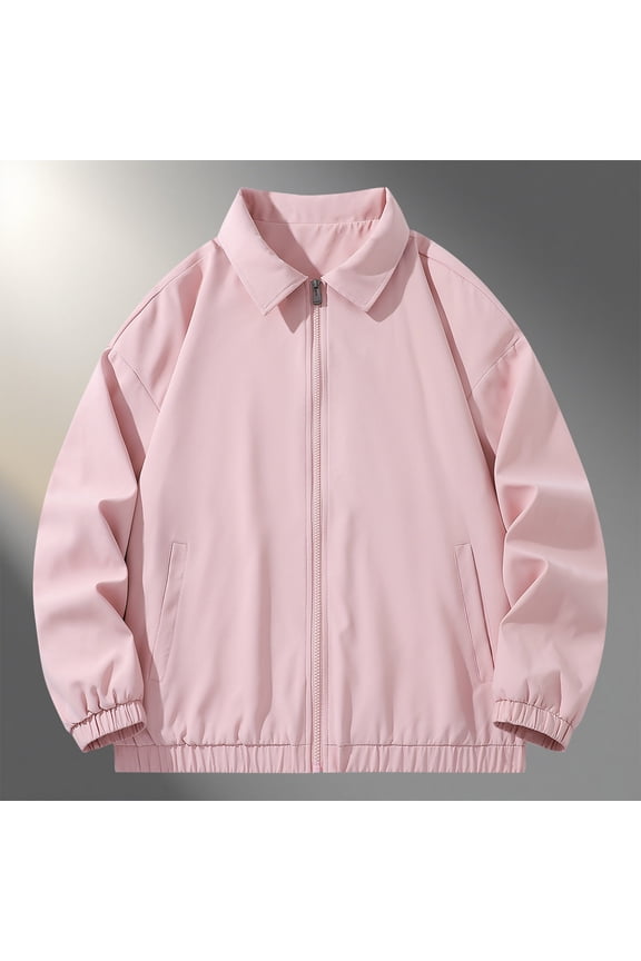 Lightweight Breathable Men's Loose Fit Turn-Down Collar Zip-Up Coach Jacket Gift