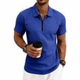 thumbnail image 1 of Ceisia Man Solid-Color Casual Short Sleeved Half-buttoned Open Mens Shirts Casual Short Sleeved White T Shirts For Men Tops Men Sleeved Ha Blue M Gifts for Father, 1 of 8