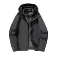 thumbnail image 1 of Ceisia Men 3 In 1 Removable Inner Liner Hooded Waterproof Windproof Outdoor Hiking Jacket Gray XXL Gift, 1 of 1