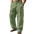 thumbnail image 1 of Ceisia Men Cargo Pants Linen Cotton Multi Pockets Straight Leg Loose Fit Casual Outdoor Daily Long Trousers Gift, 1 of 9