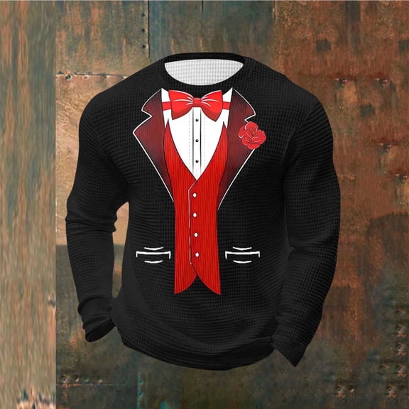 Ceisia Men Casual Fashion Print Round Neck Pullover Long Sleeve Sweatshirt Gift