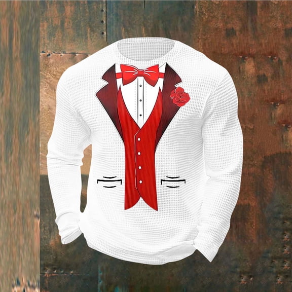 Ceisia Men Casual Fashion Print Round Neck Pullover Long Sleeve Sweatshirt Gift