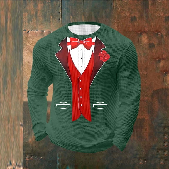 Ceisia Men Casual Fashion Print Round Neck Pullover Long Sleeve Sweatshirt Gift