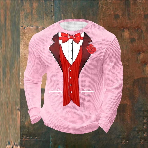 Ceisia Men Casual Fashion Print Round Neck Pullover Long Sleeve Sweatshirt Gift