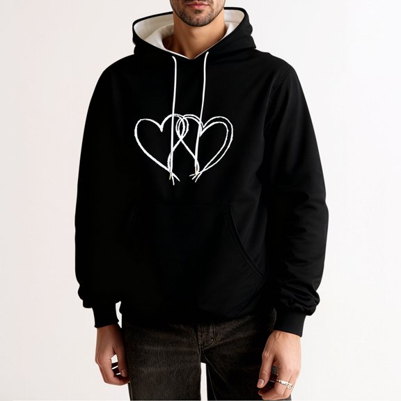 Ceisia Men Fashion Pockets Long Sleeve Christmas Printing Gift Hooded Pullover Sweatshirts