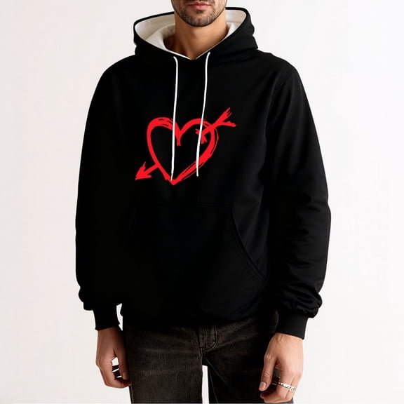 Ceisia Men Fashion Pockets Long Sleeve Christmas Printing Gift Hooded Pullover Sweatshirts