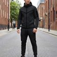 thumbnail image 1 of Ceisia Men Full Zip Hooded Tracksuit Color Stitching Long Sleeve Hoodie And Slim Jogger Pants Sport Suit Black L Gift, 1 of 9
