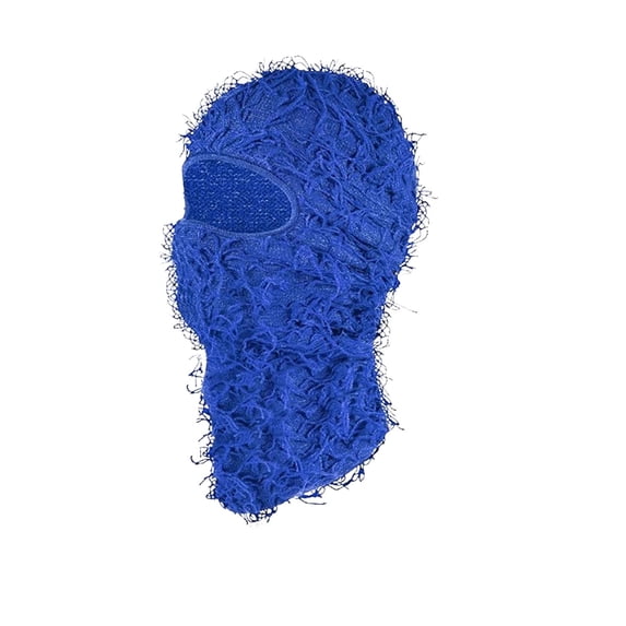 Ceisia Men Fuzzy Knit Balaclava Windproof Thermal Full Face Ski Mask One Hole Stretchy Outdoor Cycling Head Hat (Blue Free Size) Father's Day Gift