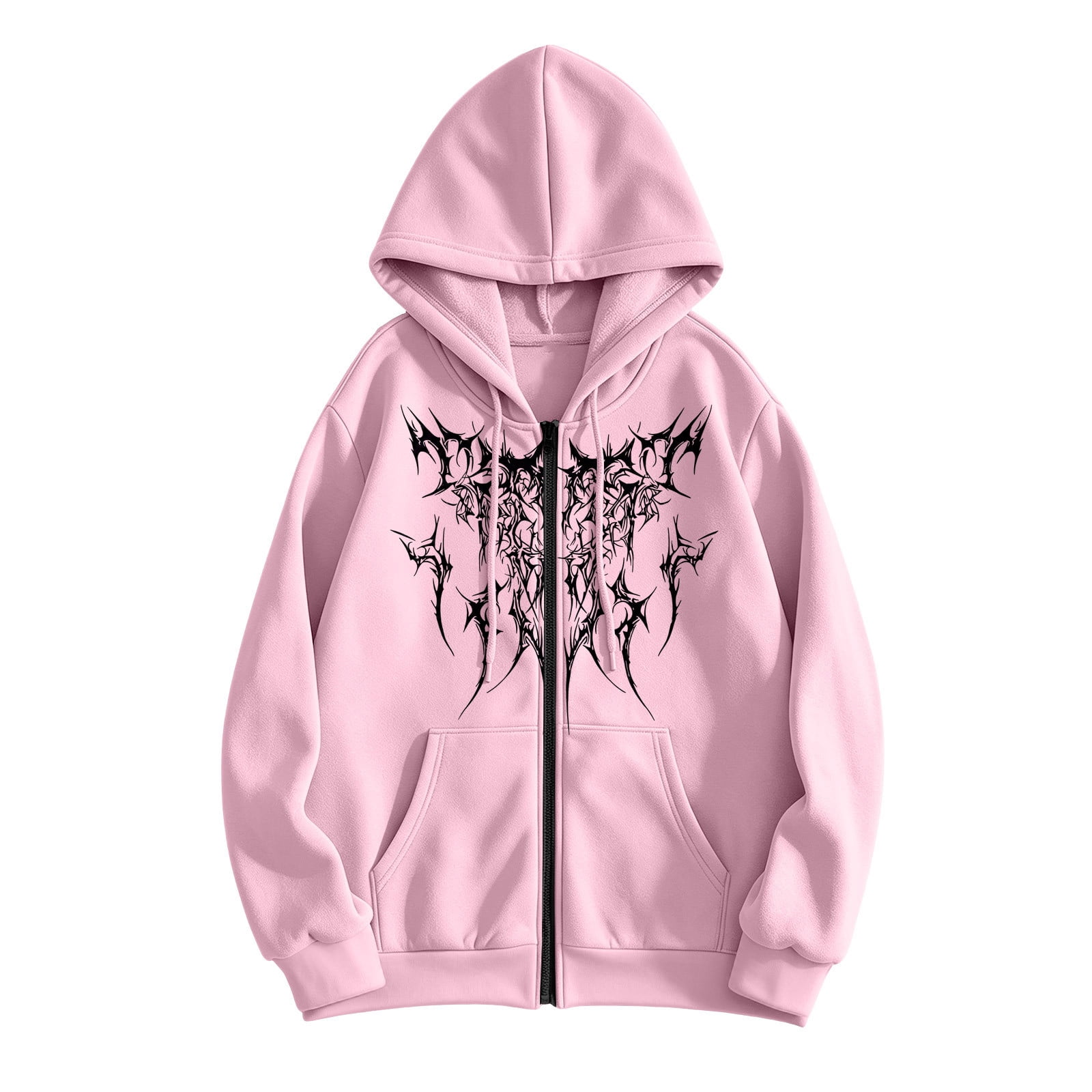 Ceisia Men Gothic Abstract Graphic Zip Up Hoodie Long Sleeve Kangaroo ...