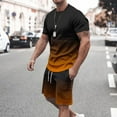 thumbnail image 1 of Ceisia Men Gradient Color Short Sleeve Crew Neck T Shirt And Drawstring Pocket Shorts 2 Piece Summer Casual Tracksuit Set (Yellow XXXXL) Gift, 1 of 7