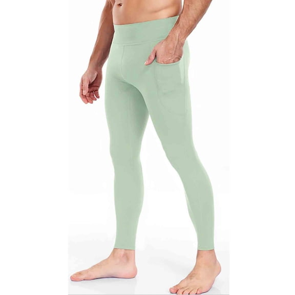 Ceisia Men High Elastic Yoga Sports Pants Solid Color Pocket Breathable Gift Running Cycling Trousers