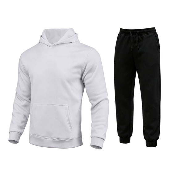 Ceisia Men Hooded Sweatshirt Tracksuit Solid Fleece Lined Pocket Pullover Jogger Pants Casual Fall Winter Outfit Gift