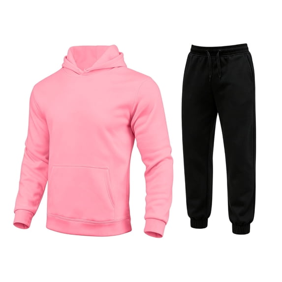 Ceisia Men Hooded Sweatshirt Tracksuit Solid Fleece Lined Pocket Pullover Jogger Pants Casual Fall Winter Outfit Gift