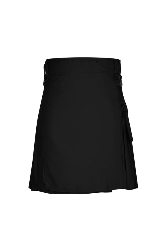 Men Kilt Skirt with Pockets Button Closure Scottish Festival Pleated Shorts Black L Gifts for Father