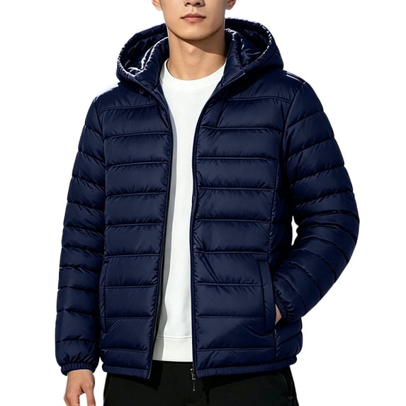 Ceisia Men Lightweight Packable Quilted Puffer Jacket Full Zip Hooded Warm Windproof Outer Coat For Autumn Winter Outdoor Activity Gift