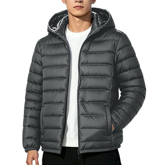 Ceisia Men Lightweight Packable Quilted Puffer Jacket Full Zip Hooded Warm Windproof Outer Coat For Autumn Winter Outdoor Activity Gift