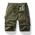 thumbnail image 1 of Ceisia Men Multi Pocket Zip Detail Drawstring Waist Casual Cotton Cargo Shorts Army Green M Gift, 1 of 7