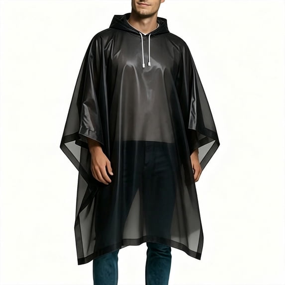Ceisia Men Portable Hooded Rain Poncho Lightweight Waterproof Reusable Loose Rain Cape Non Disposable Raincoat For Hiking Camping Travel Outdoor Activity Gift
