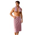 thumbnail image 1 of Ceisia Men Quick Absorbent Terry Cloth Snap Wrap Bath Towel Matching Face Towel Set Wearable Bath Skirt For Bathroom Spa Beach Vacation Gift, 1 of 9