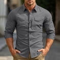 thumbnail image 1 of Ceisia Men Ripstop Long Sleeve Tactical Button Down Shirt Dual Chest Pockets Breathable UPF 50 Outdoor Hiking Work Military Top Gray XL Gift, 1 of 9