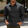 thumbnail image 1 of Ceisia Men Ripstop Long Sleeve Tactical Button Down Shirt Dual Flap Chest Pockets UPF 50 Breathable Outdoor Hiking Military Work Top Black XXXL Gift, 1 of 9