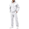 thumbnail image 1 of Ceisia Men Solid Hoodie Sweatshirt Matching Straight Leg Pants Drawstring Waist Two Piece Tracksuit Casual Sports Outfit Set Gift, 1 of 8