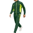 thumbnail image 1 of Ceisia Men Solid Sports Long Pants Zipper Pocket Long Sleeve Camp Collar Set Two Piece Tracksuit Activewear Green L Gifts for Father, 1 of 9