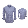 thumbnail image 1 of Ceisia Men Stretch Gingham Check Long Sleeve Dress Shirt Regular Fit Point Collar Business Daily Casual Button Top (Dark Blue XL) Father's Day Gift, 1 of 6